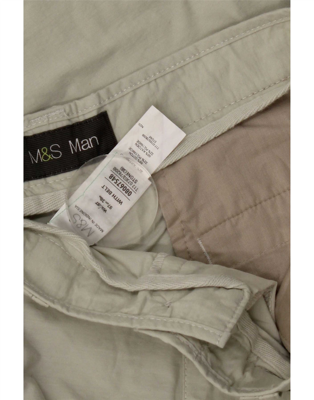 Bermuda cargo masculina Marks & Spencer W38 XL algodão bege