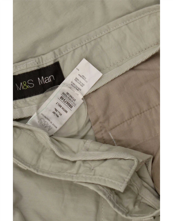 Bermuda cargo masculina Marks & Spencer W38 XL algodão bege