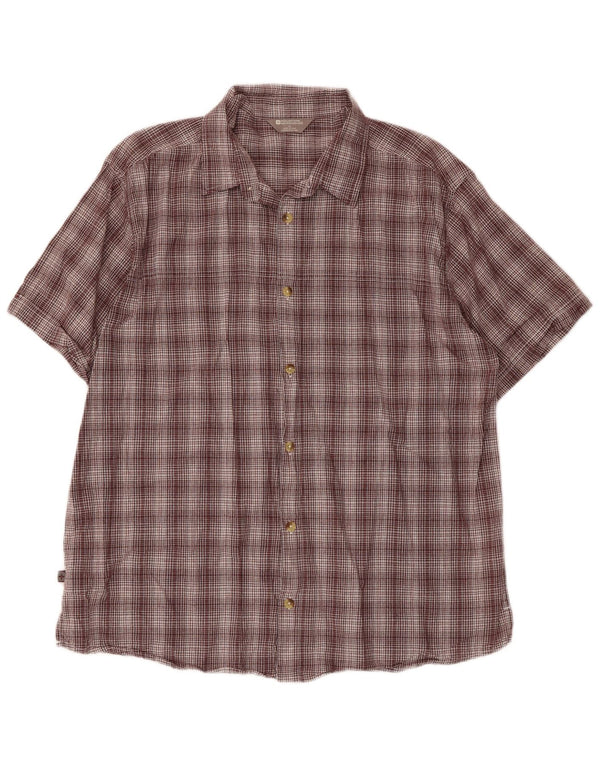 Camisa masculina de manga curta Mountain Warehouse XL marrom xadrez algodão