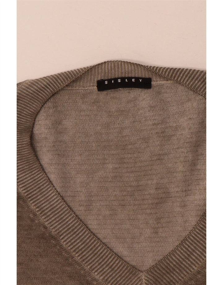 Suéter masculino Sisley com decote em V grande marrom