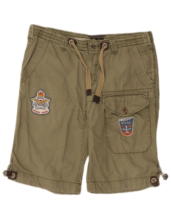 Scotch & Soda Mens Graphic Cargo Shorts W33 Algodão Cáqui Médio