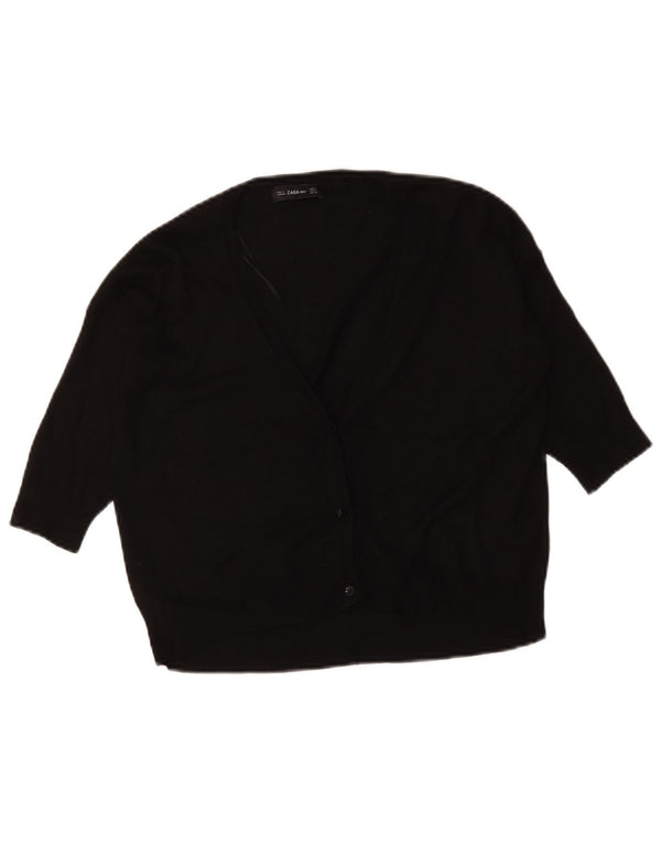 Suéter cardigã feminino Zara com manga 3/4 Reino Unido 10 pequeno preto viscose