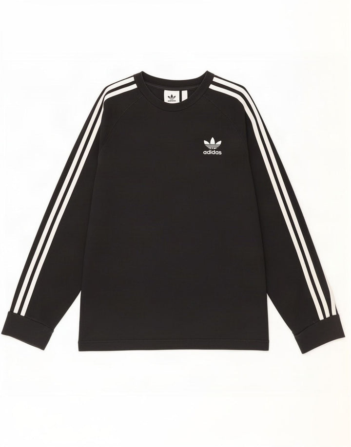 Adidas Mens Top Manga Longa Pequeno Algodão Preto