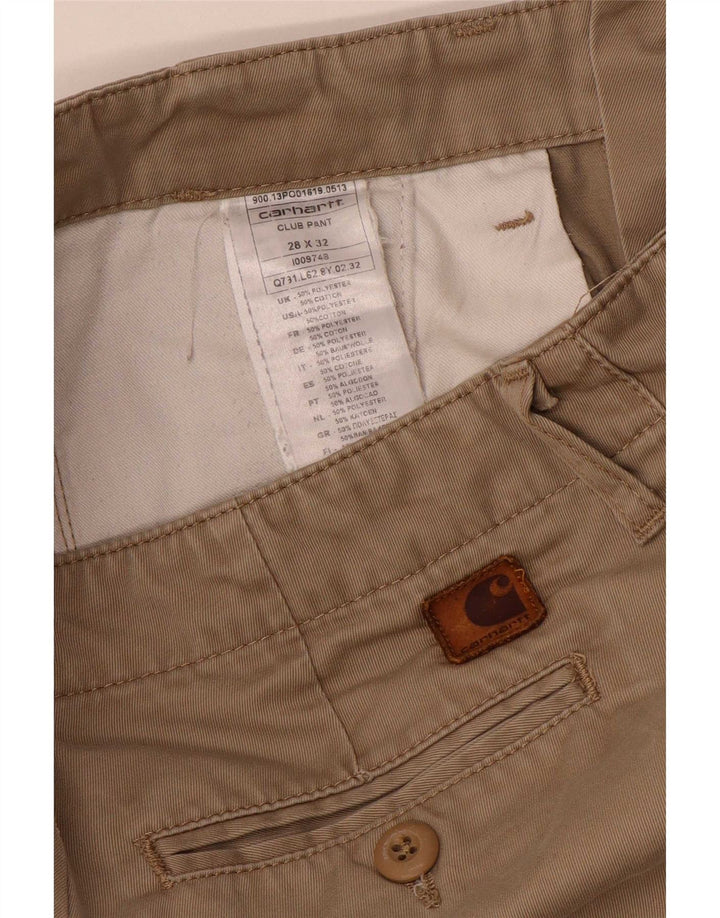 Carhartt Mens Slim Chino Calças W28 L32 Poliéster Bege
