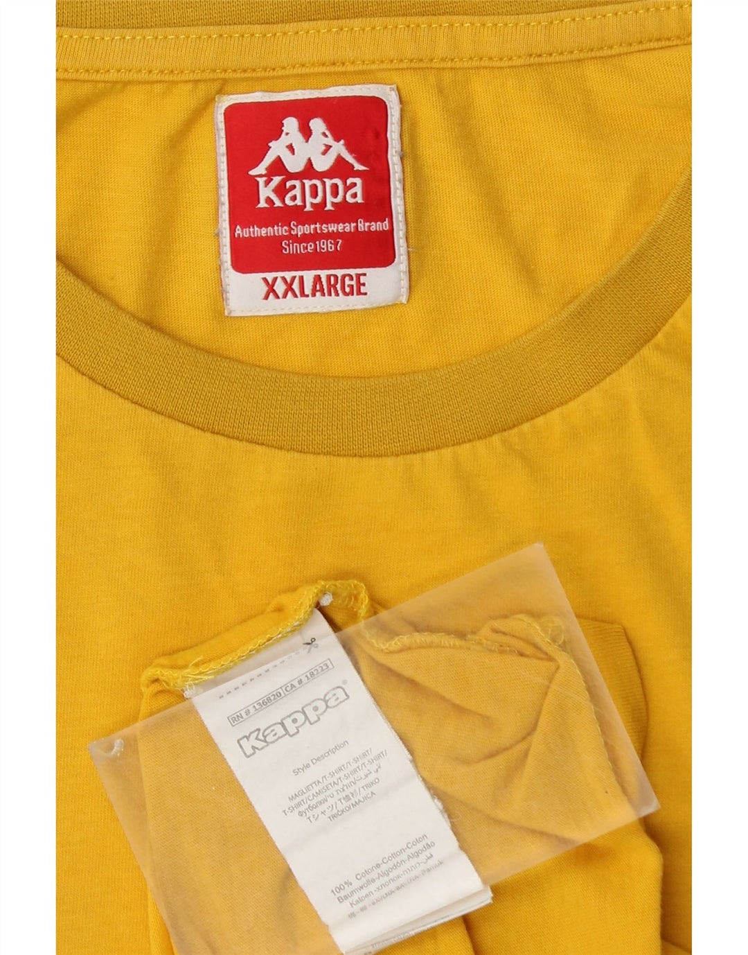 Camiseta masculina KAPPA Top 2XL algodão amarelo