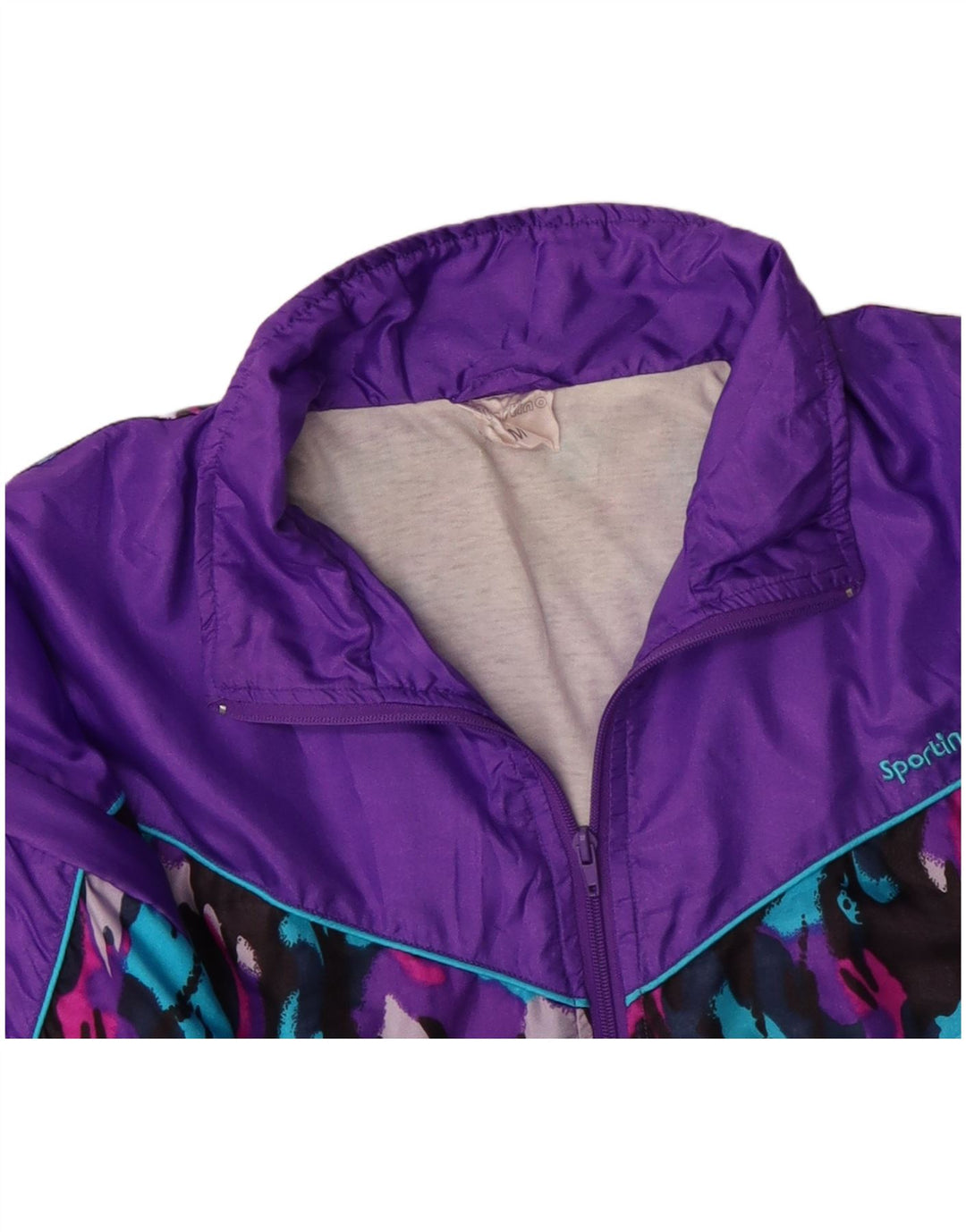 Jaqueta masculina VINTAGE com bloco de cores roxo médio em nylon