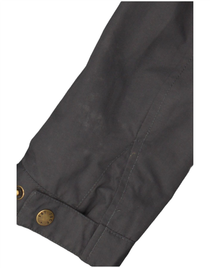Jaqueta corta-vento com capuz feminino Fat Face UK 12 nylon cinza médio