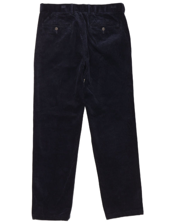 Calça masculina reta de veludo cotelê Marks & Spencer W32 L30 algodão azul marinho