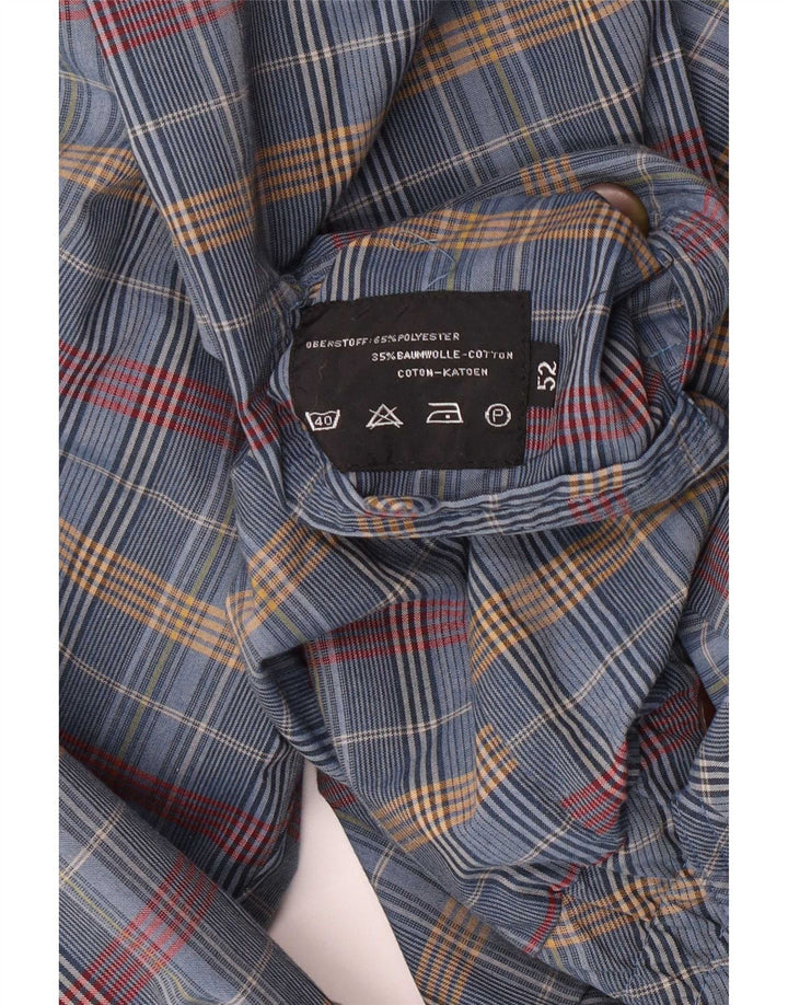 Jaqueta bomber masculina vintage EU 52 XL poliéster xadrez azul