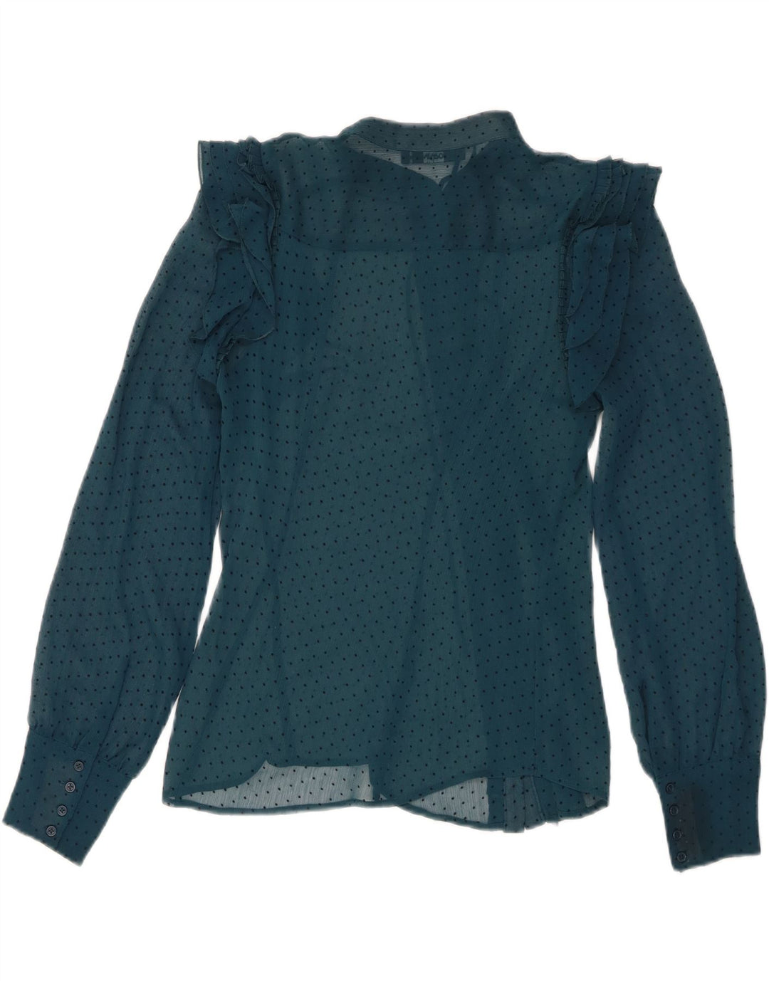 Blusa feminina Oasis transparente com gravata frontal Reino Unido 8 pequena azul manchada