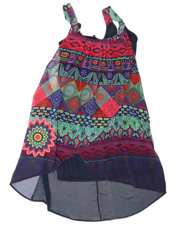 Desigual Womens Graphic Sleeveless Sundress EU 44 XL Navy Blue Geometric