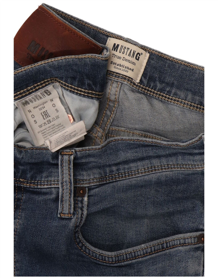 Mustang Mens Washington Slim Jeans W32 L34 Azul Algodão