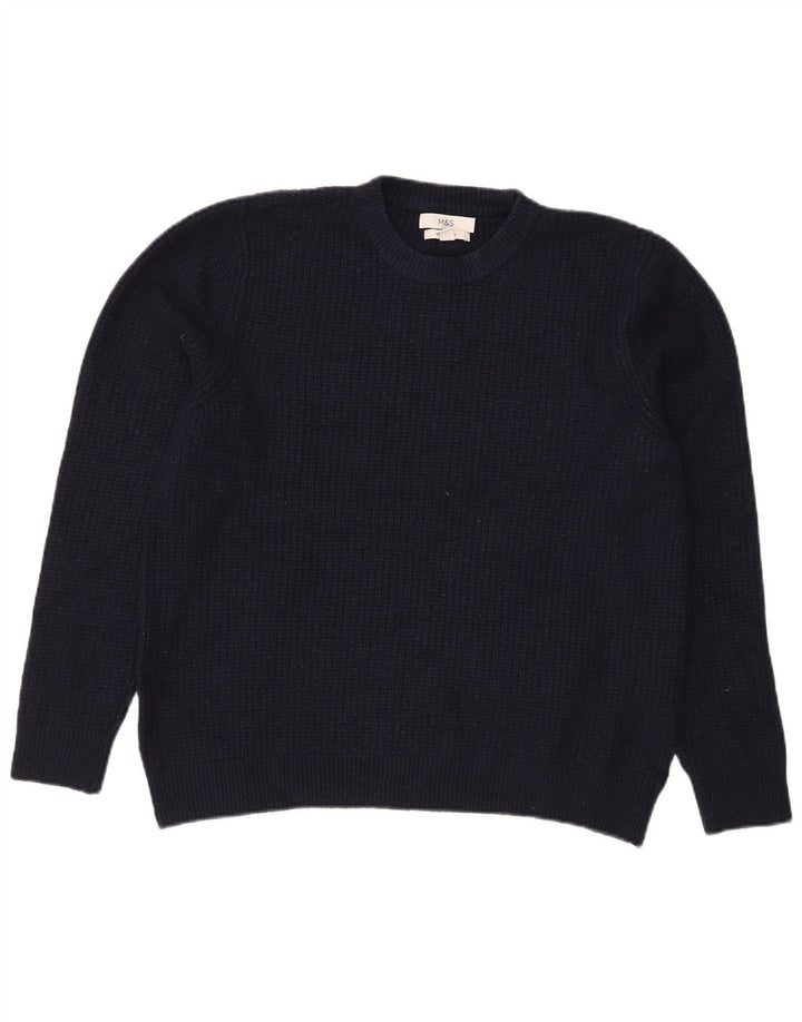 Suéter feminino Marks & Spencer com gola redonda Reino Unido 16 grande azul marinho