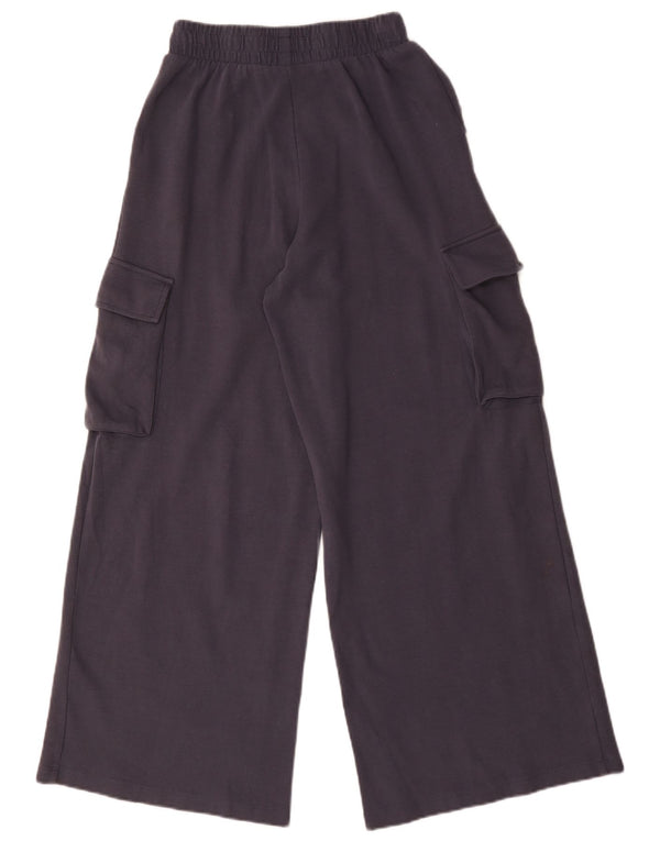 Zara Calça feminina de treino cargo larga com perna larga Reino Unido 10 pequena azul marinho