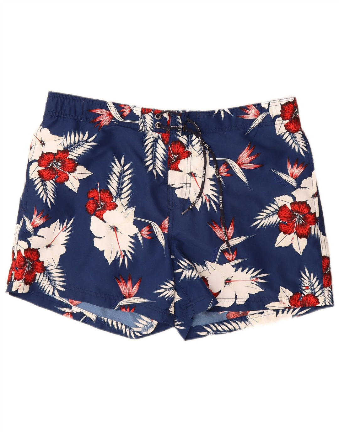 Shorts de banho masculino TOMMY HILFIGER grande poliéster floral azul marinho