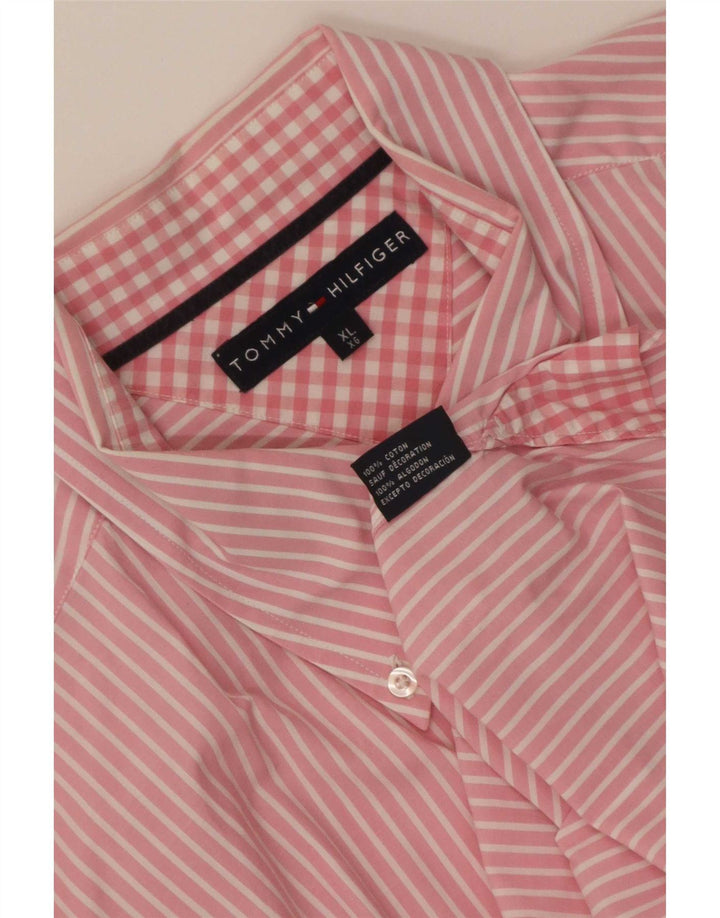 Camisa masculina Tommy Hilfiger XL listrada rosa algodão