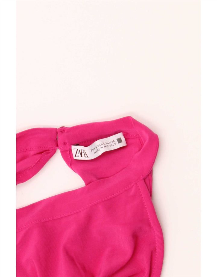 Zara Womens Crop Halter Top UK 8 Pequeno Poliéster Rosa