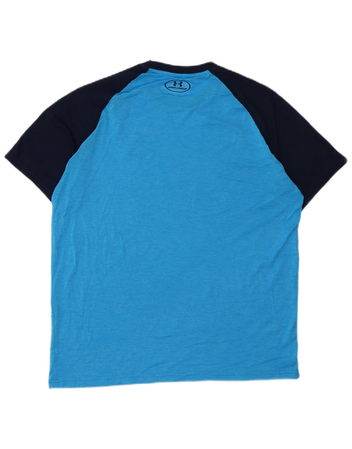 Camiseta masculina Under ARMOR Heat Gear Top médio azul colorblock poliéster
