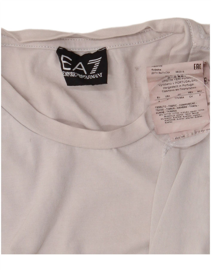 Camiseta masculina EMPORIO ARMANI com estampa gráfica pequena de algodão colorido branco