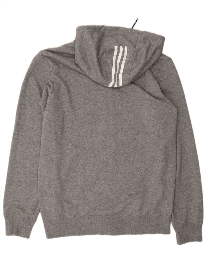 ADIDAS Masculino Climalite Graphic Zip Suéter com capuz médio algodão cinza