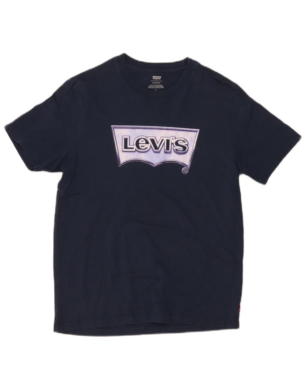 Camiseta masculina Levi's Standard Fit gráfica top médio algodão azul marinho