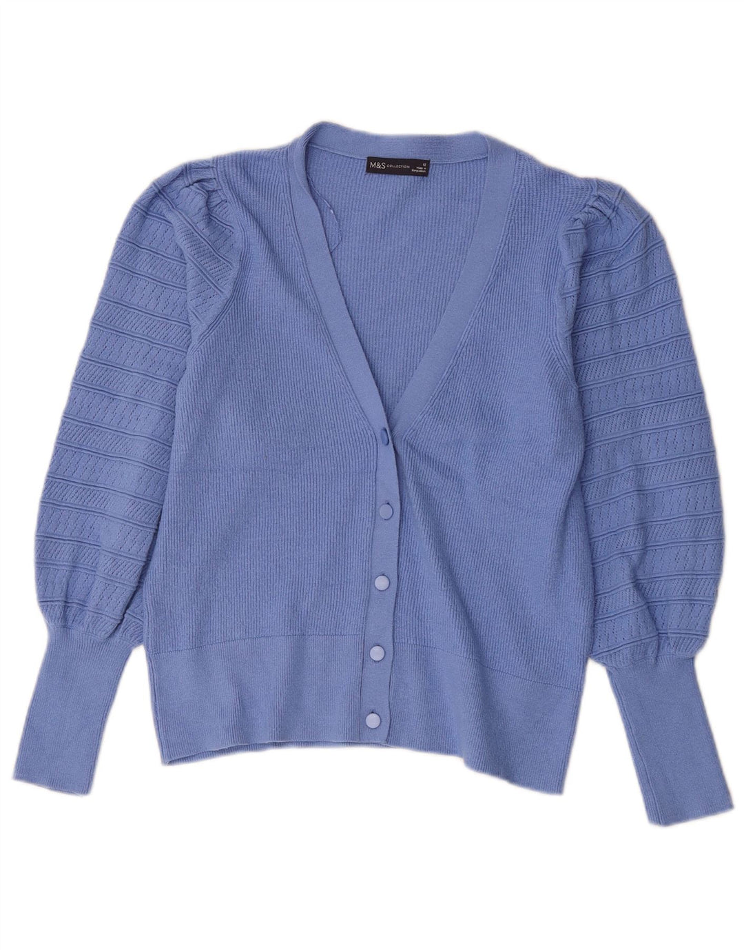 Suéter cardigã feminino Marks & Spencer UK 12 viscose azul médio