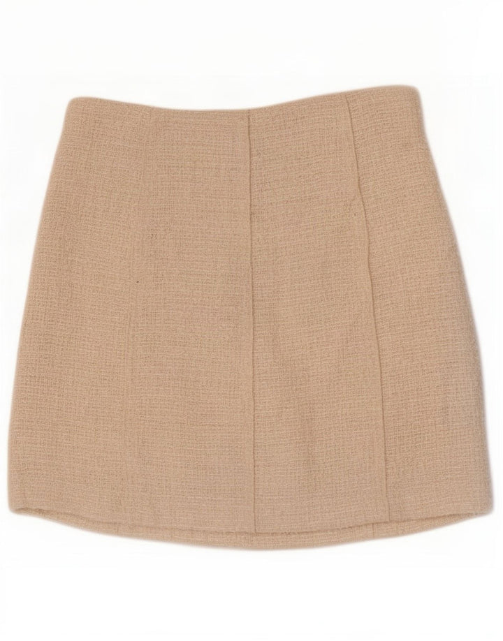 Mini saia feminina Zara XS W24 poliéster branco