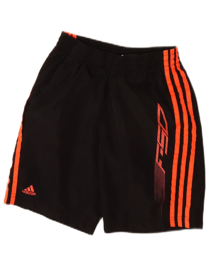 Shorts esportivos gráficos ADIDAS F50 para meninos 11-12 anos preto poliéster