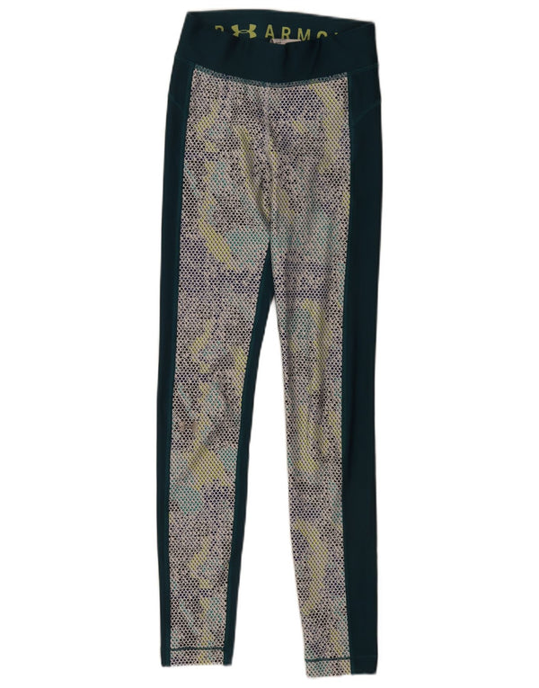 Leggings de compressão feminino Under Armour UK 6 XS verde manchado esportivo
