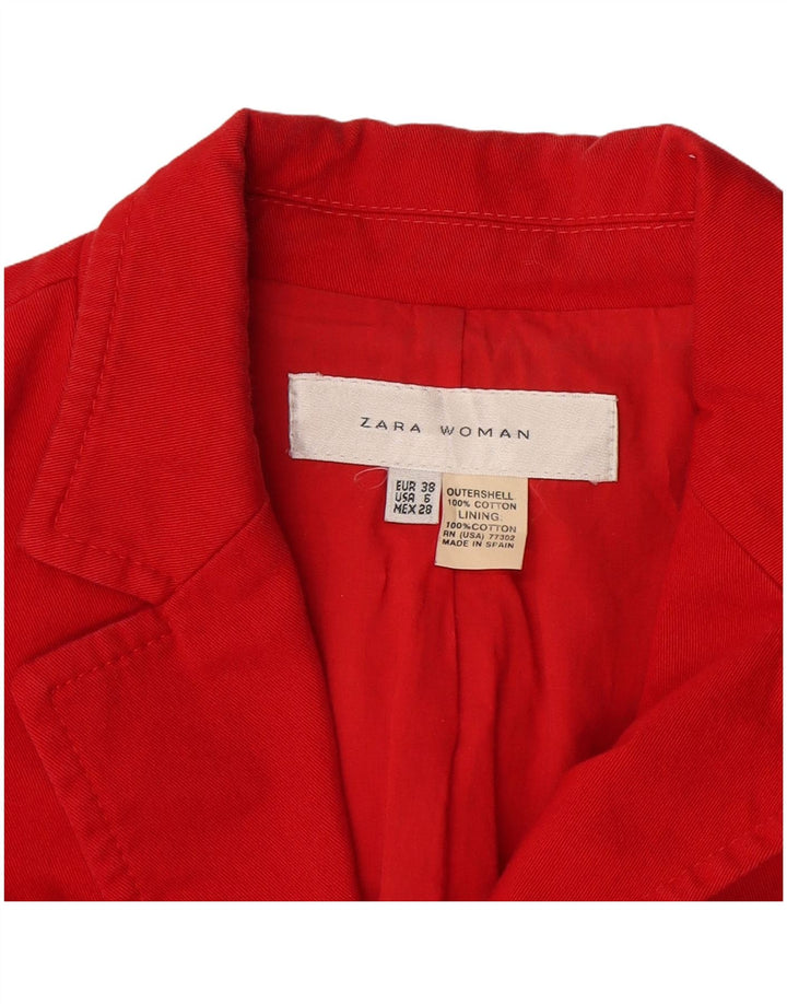 Jaqueta blazer feminina Zara com 2 botões EU 38 pequeno algodão vermelho