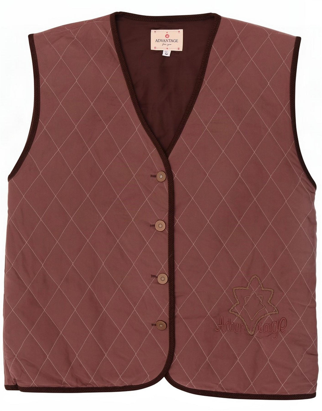 Advantage Womens Quilted Gilet UK 16 Grande Poliéster Geométrico Marrom