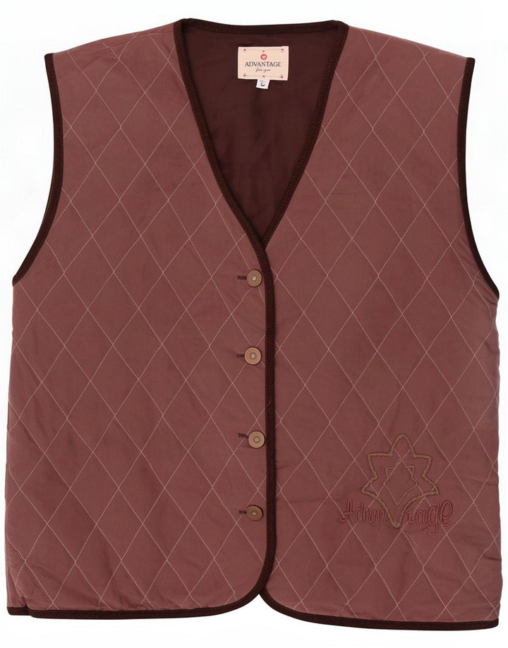 Advantage Womens Quilted Gilet UK 16 Grande Poliéster Geométrico Marrom