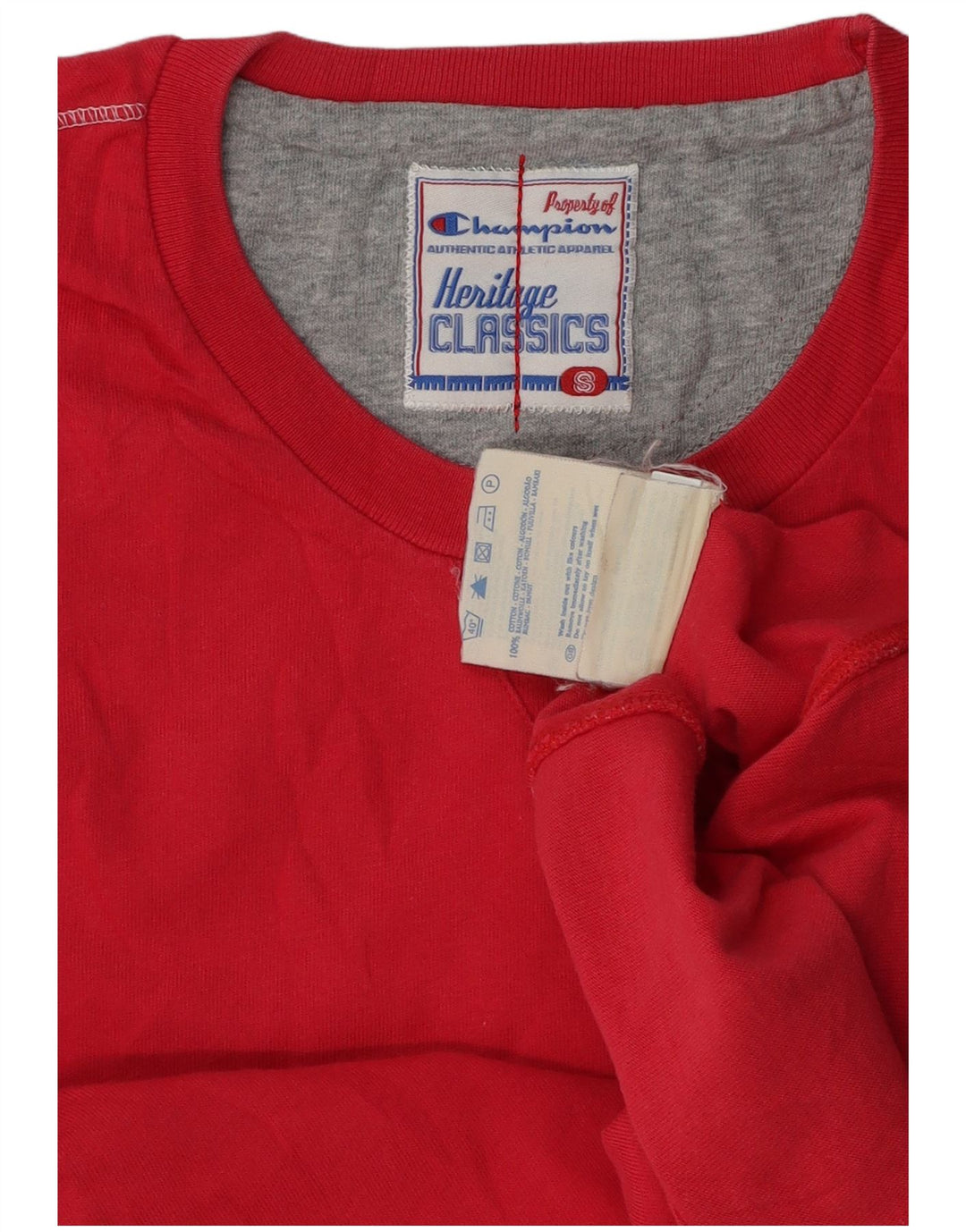 Camiseta feminina Champion Heritage Classics UK 10 pequena de algodão vermelho