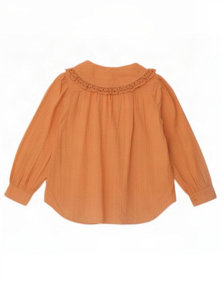 Blusa camisa oversized feminina Zara Reino Unido 10 algodão laranja pequeno