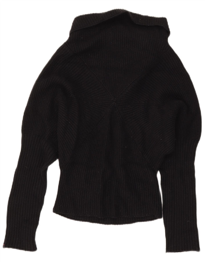 Suéter feminino Stefanel com gola redonda Reino Unido 6 XS lã preta