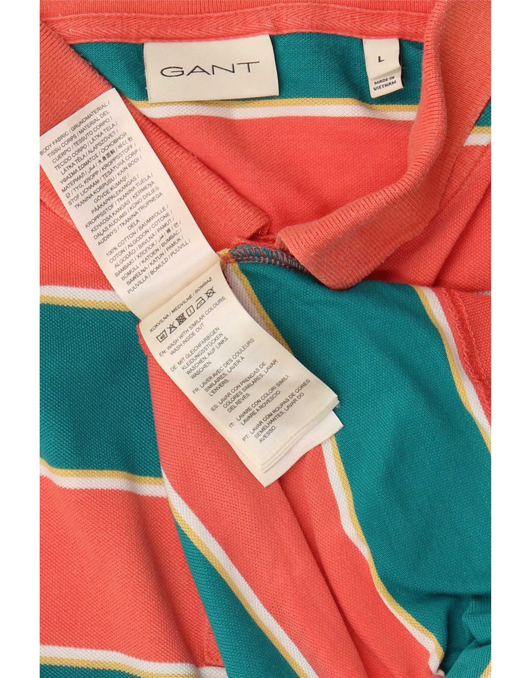 Camisa polo masculina Gant grande algodão listrado multicolorido