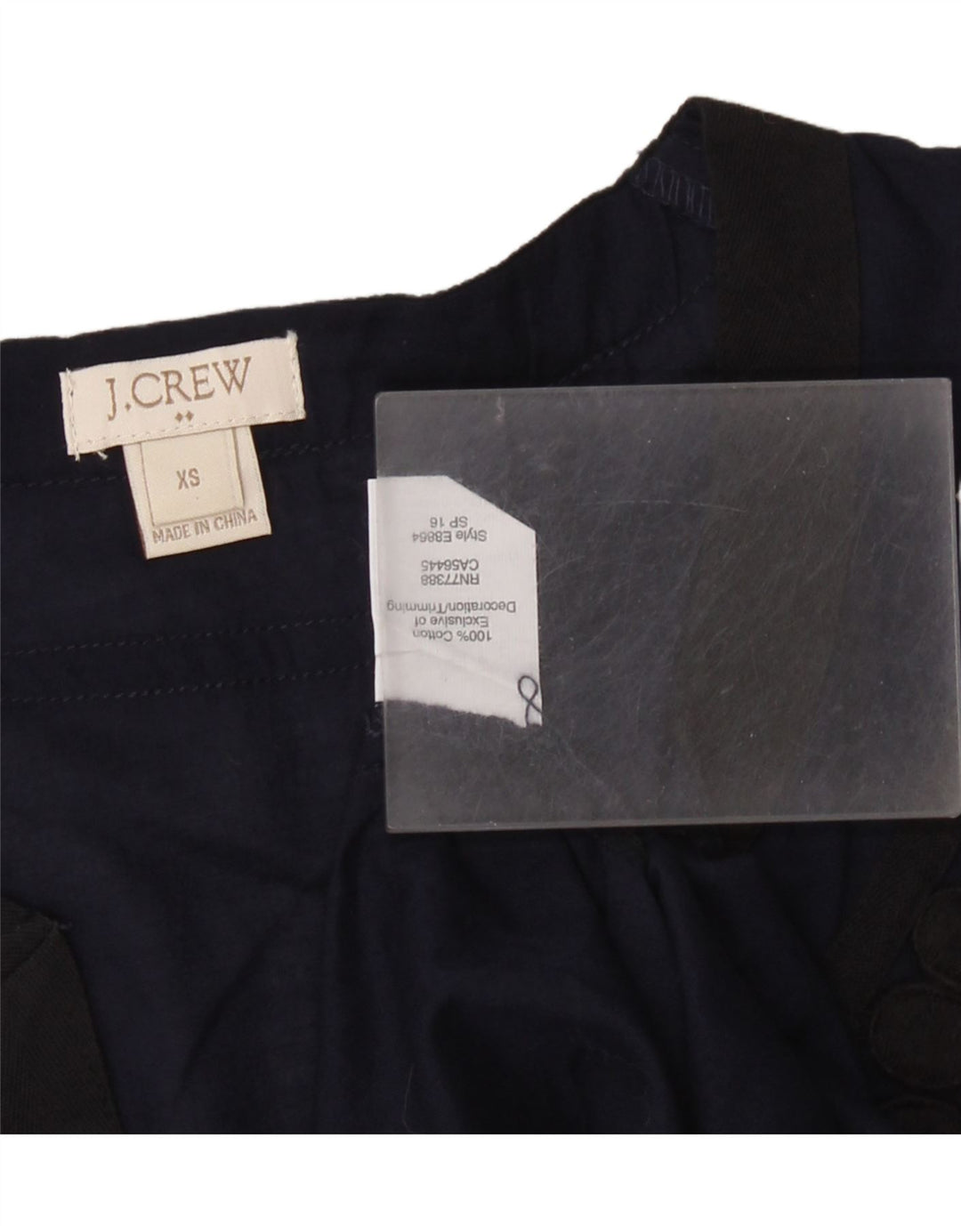 J. CREW Blusa feminina oversized manga 3/4 Top Reino Unido 6 XS azul marinho algodão