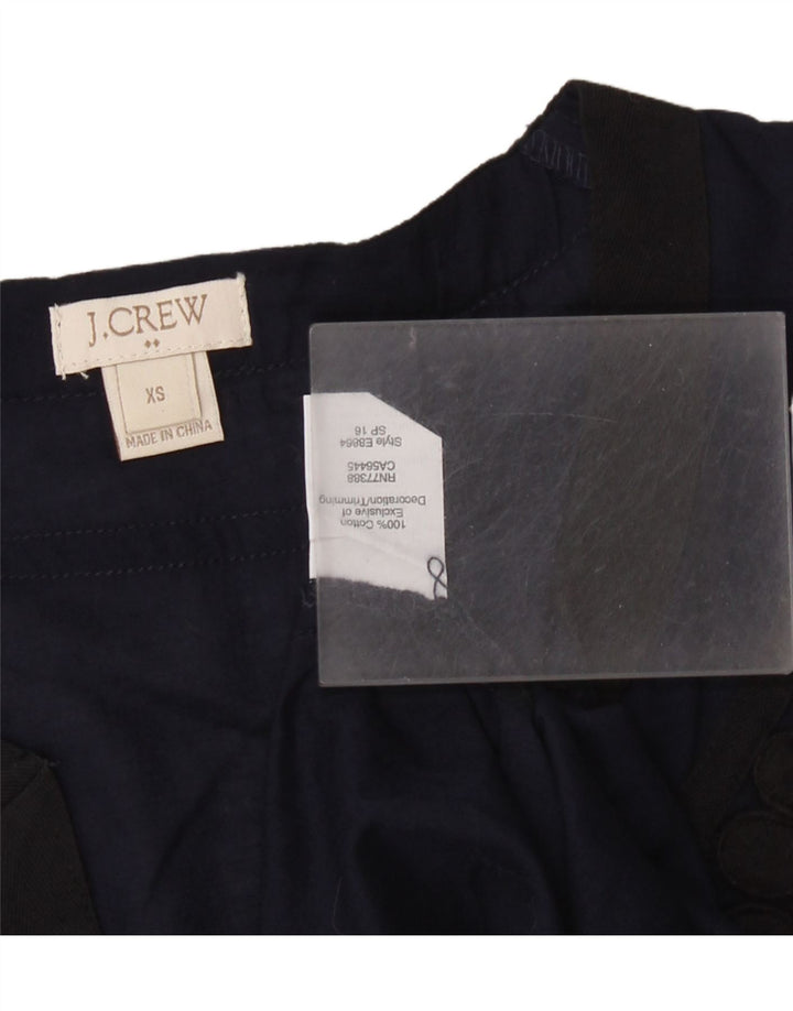 J. CREW Blusa feminina oversized manga 3/4 Top Reino Unido 6 XS azul marinho algodão