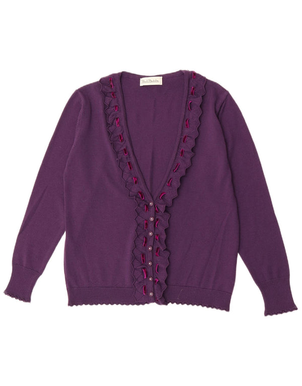 Cardigã feminino Renato Balestra IT 50 XL lã merino roxa
