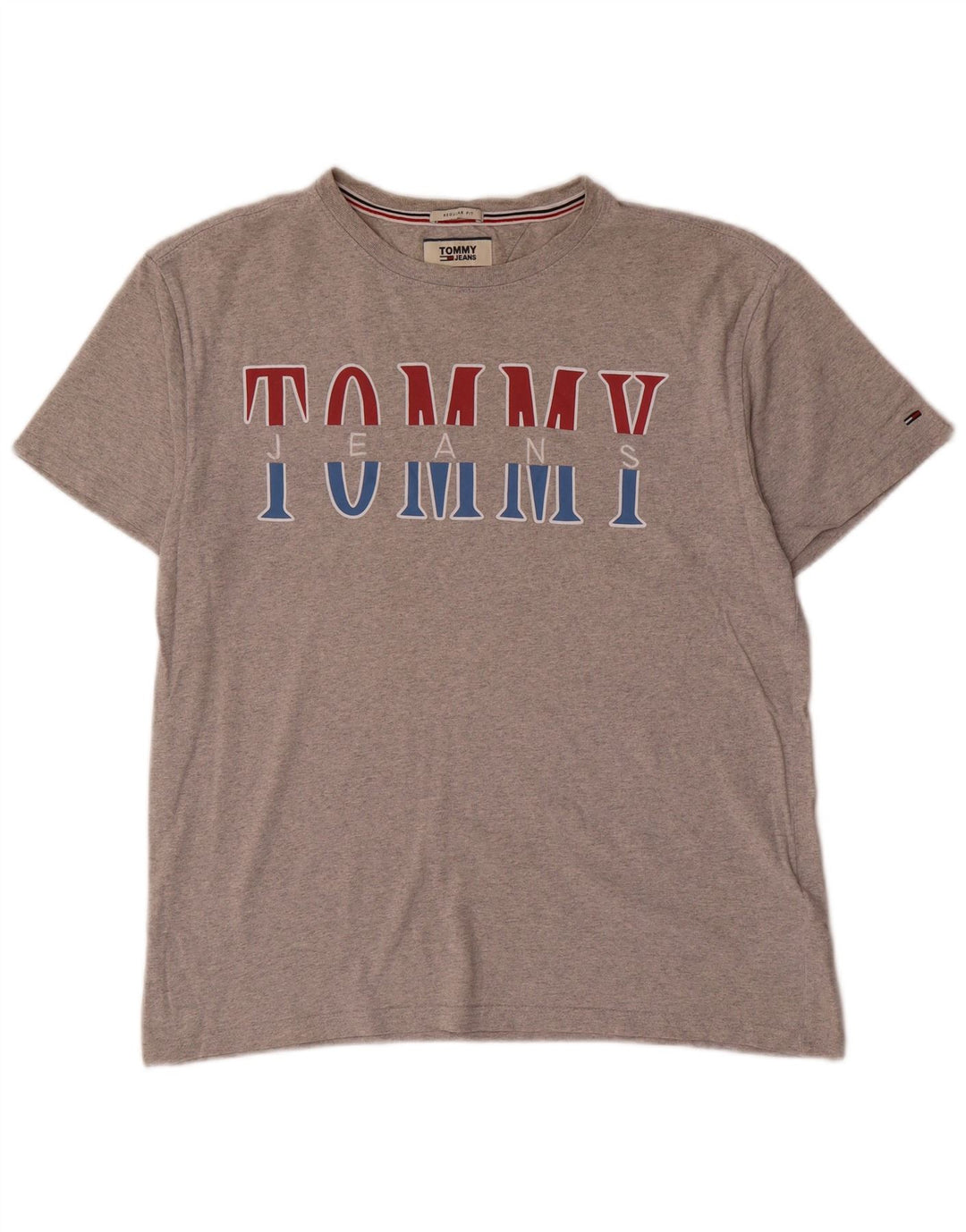 Camiseta feminina TOMMY HILFIGER Regular Fit com estampa gráfica Reino Unido 14 cinza médio
