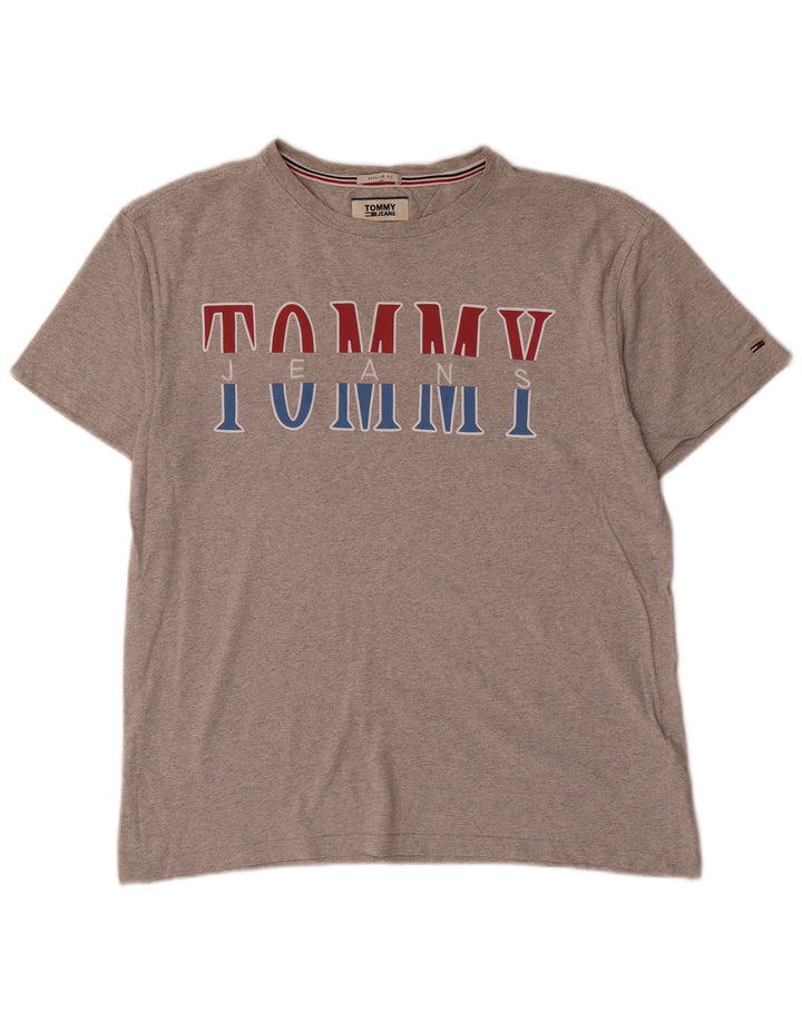 Camiseta feminina TOMMY HILFIGER Regular Fit com estampa gráfica Reino Unido 14 cinza médio