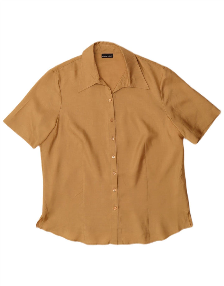 Camisa feminina de manga curta Gerry Weber UK 16 grande bege