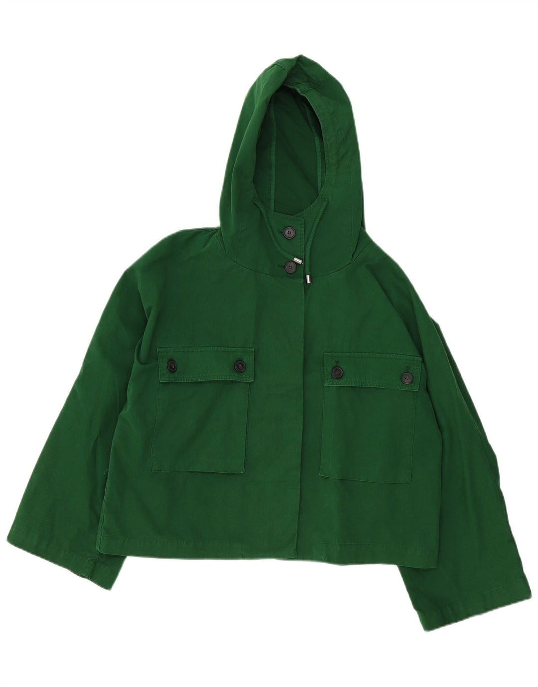 Zara Jaqueta bomber feminina com capuz grande tamanho UK 10 pequena verde