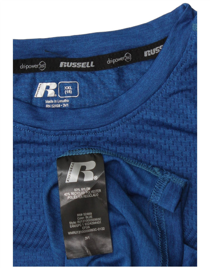 RUSSELL ATLÉTICO Meninos Camiseta Dri-Power Top 15-16 Anos 2XL Azul Nylon