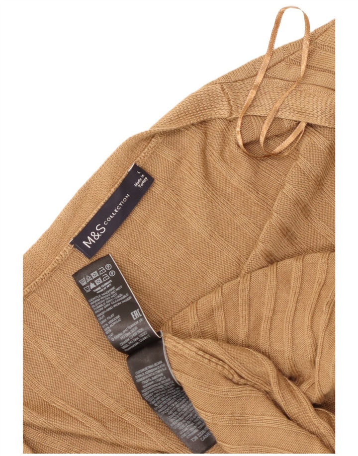 Suéter cardigã feminino Longline Marks & Spencer Reino Unido 16 grande marrom
