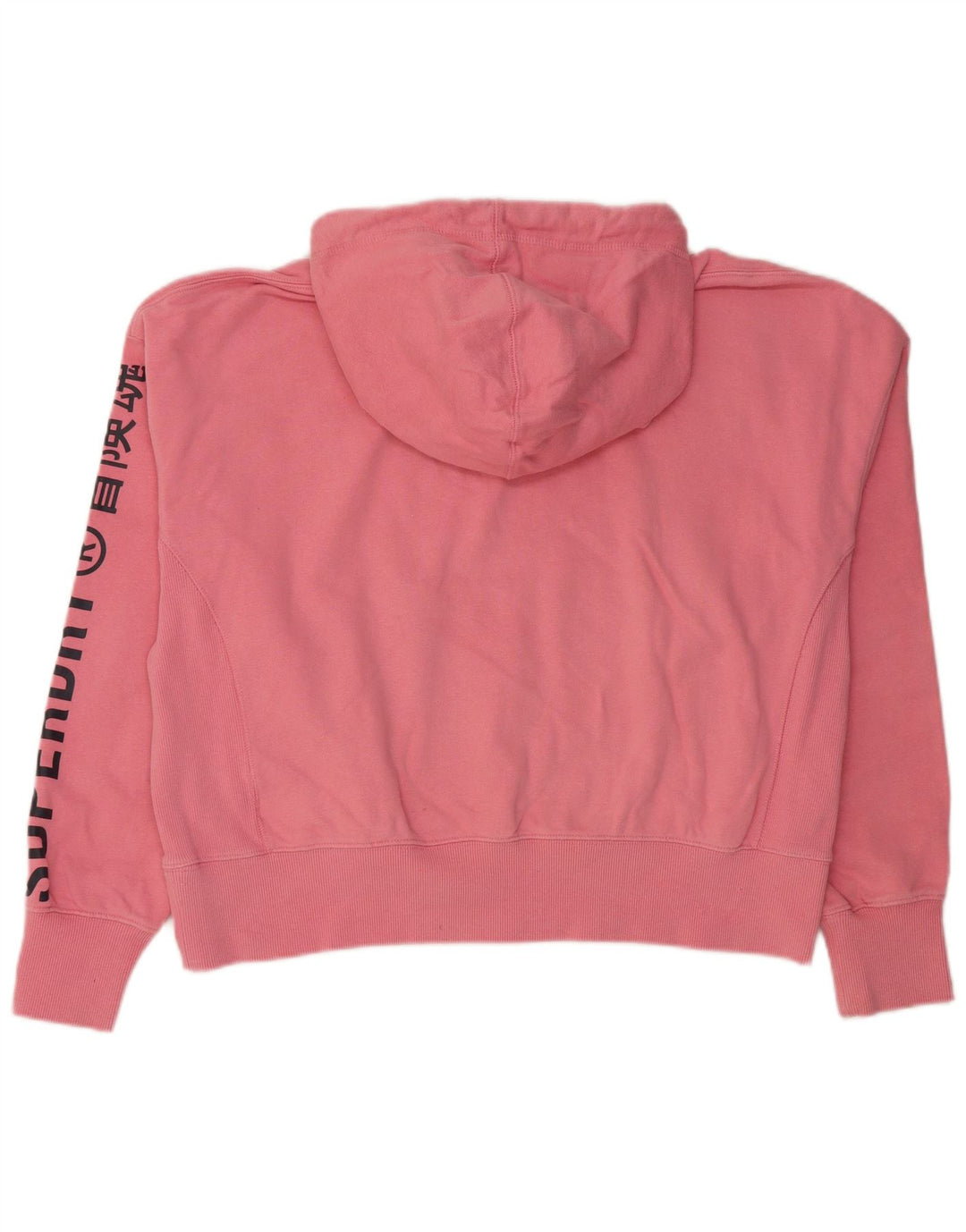 Suéter feminino SUPERDRY com capuz e estampa oversized UK 16 grande rosa