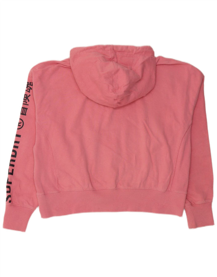 Suéter feminino SUPERDRY com capuz e estampa oversized UK 16 grande rosa