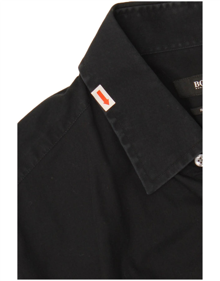 Camisa masculina de ajuste regular HUGO BOSS tamanho 16 1/2 42 grande preta