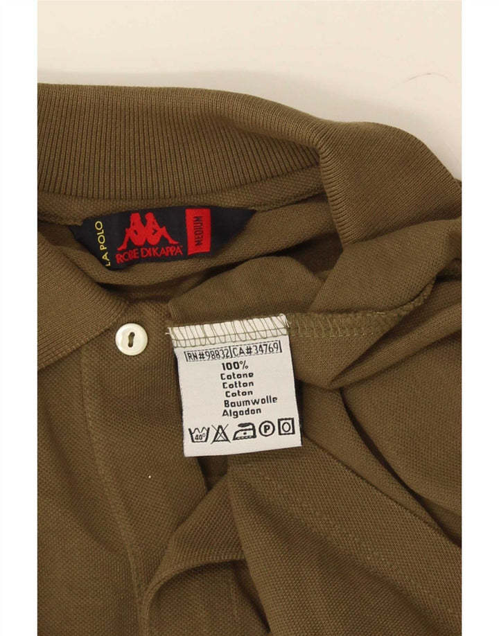 Camisa polo masculina Kappa de manga comprida de algodão cáqui médio
