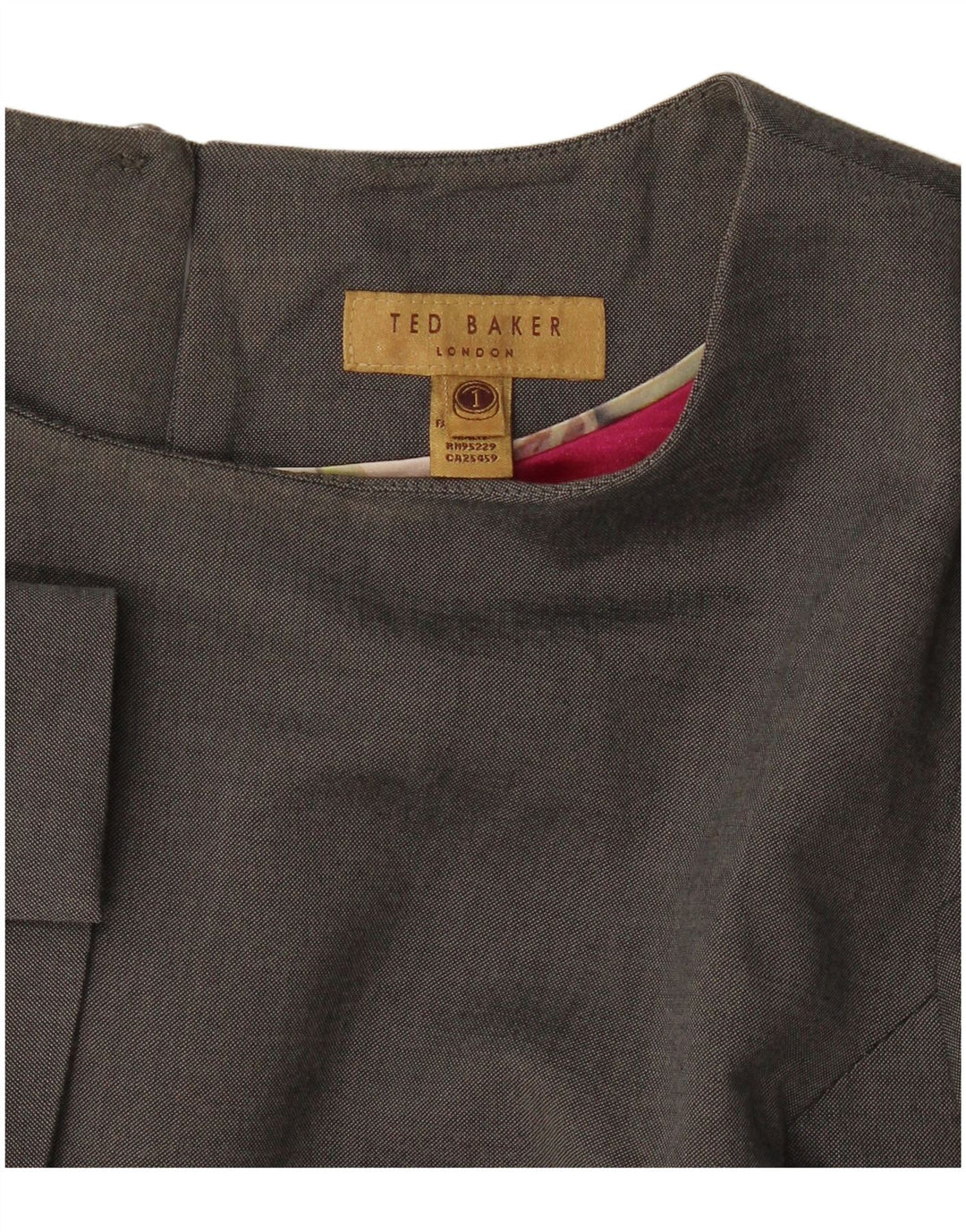 Vestido feminino Ted Baker com bainha grande tamanho 1 XS cinza